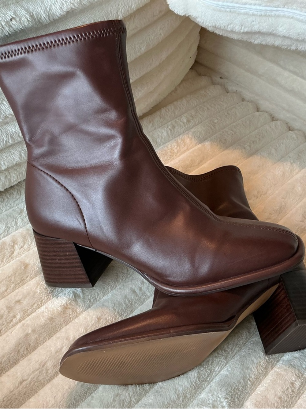 Steve Madden Brown Ankle Boots Square Toe Block Heel Size 8.5